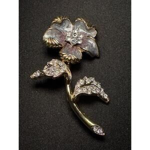 Nolan Miller Rhinestone Flower Brooch